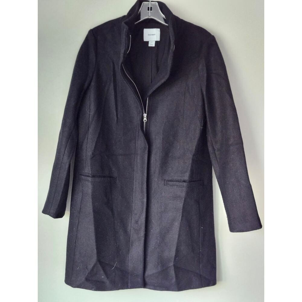 Old Navy Women's Black Midi Classic Dress Overcoat Jacket Size S A0078